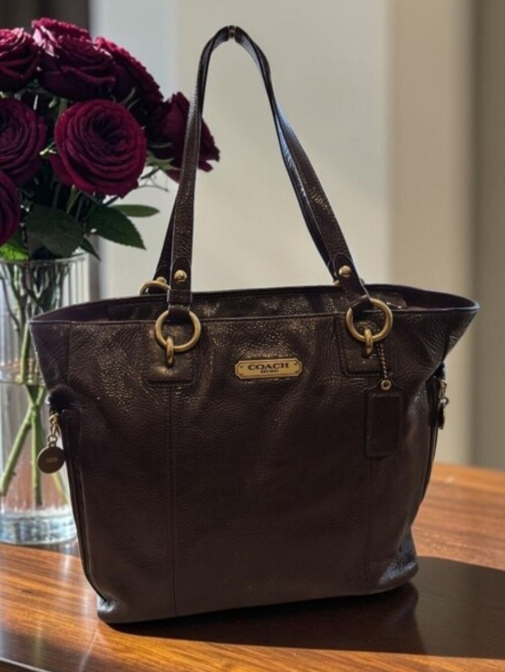 Coach Mahogony Brown Patent Leather Tote Bag - Stunning - Picture 12 of 16